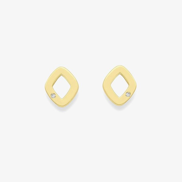 T. H. Baker 9ct Yellow Gold Diamond Open Diamond Stud Earrings 12325147272