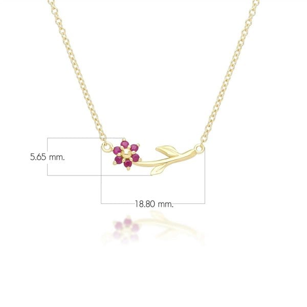 Gemondo Floral Vine Ruby Necklace in 9ct Yellow Gold