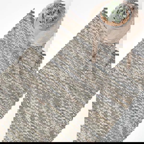 HOMESCAPES Denver Leather Woven Rug