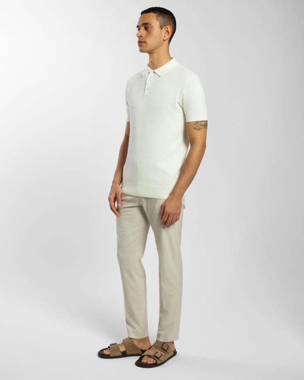 Steel & Jelly Waffle Textured Knitted Polo Shirt