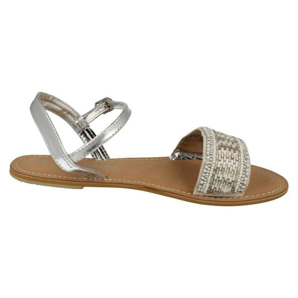 Spot On Ladies Spot On Leather Collection Beaded Sandals