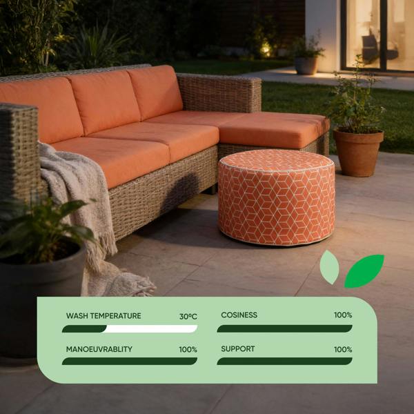 Gardenwize Outdoor Pouf Ottoman – Terracotta Cube Inflatable Footstool