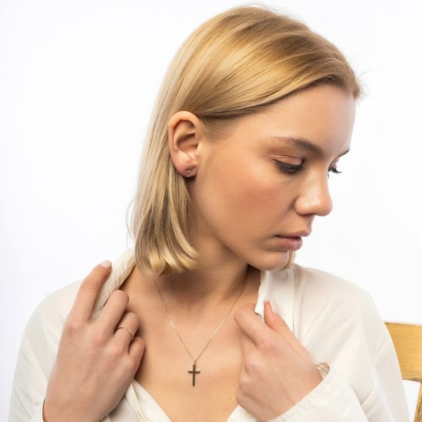 Spero London 9ct Solid Gold Cross Earrings