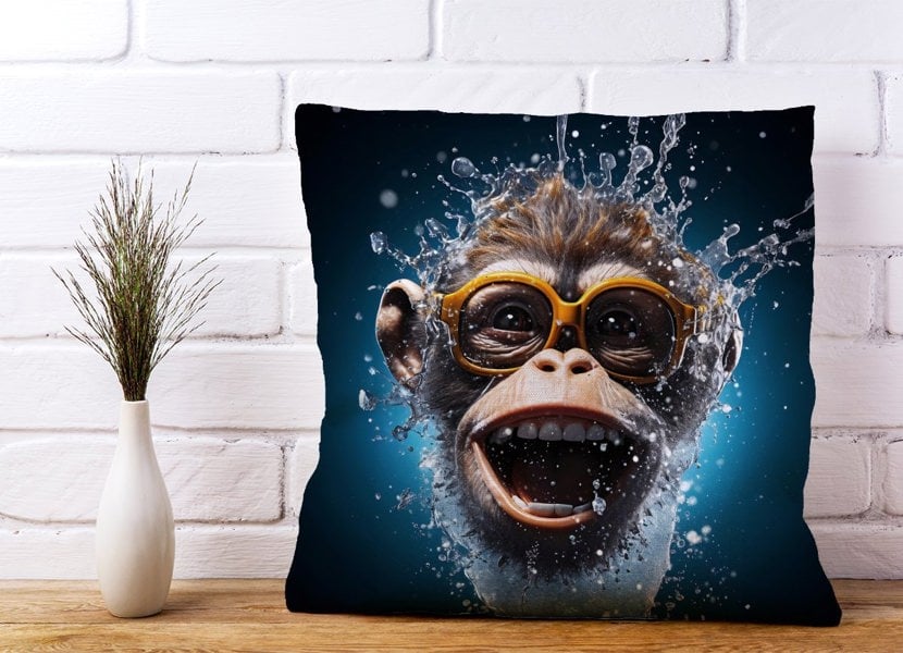 Warren Reed Splashart Cheeky Chimp Face Cushions