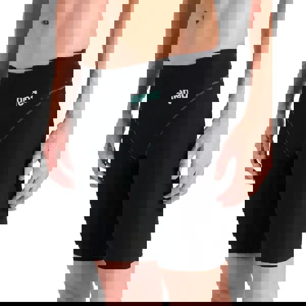 Arena Powerskin Impulso black compression swim shorts with teal logo