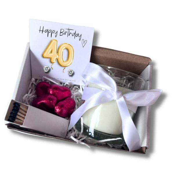Aye Do Gifts Small 40th Birthday Gold Balloon Gift Hamper Candle Earrings Chocolates