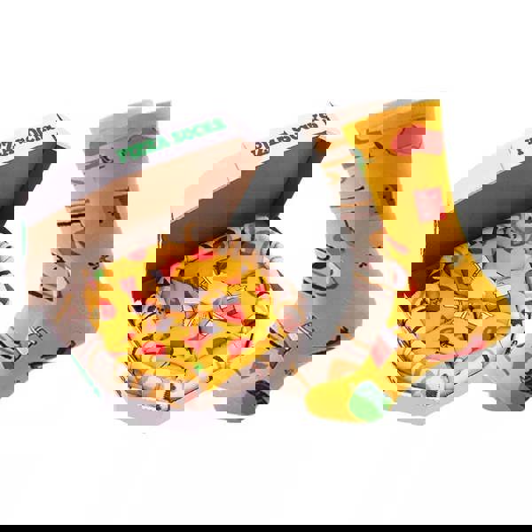 Anyfootwear White and Mustard Size 5-11 Fashion Socks With Pizza Design Happy Harajuku Skate Cotton Comfortable To Wear Perfect For Christmas Gift