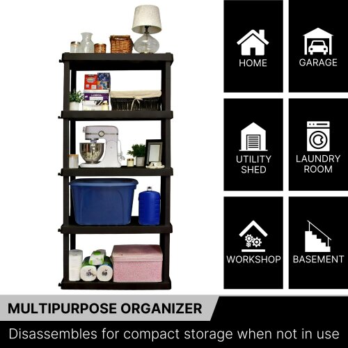 Oskar 5 Tier Shelves Garage Shelving Units Heavy Duty Storage Racking Shelf 45x91x187cm