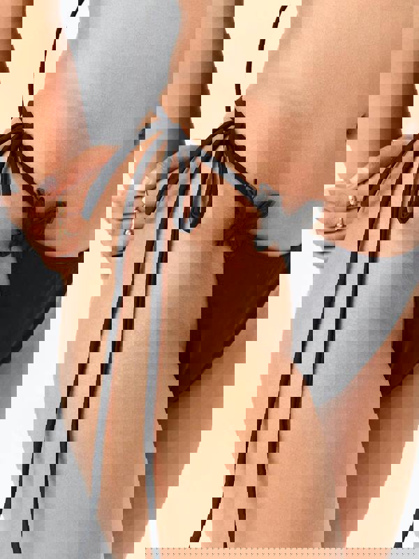 Gini London Black Butterfly Detail Tie Side Bikini Bottom