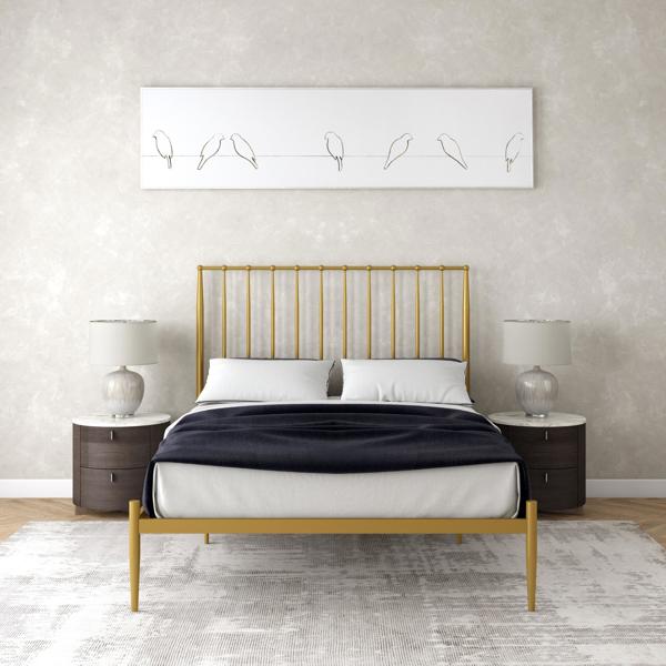 Dorel Home Giulia Modern Metal Bed Gold Look - Double