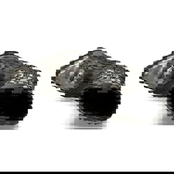 NEW ROCK M-7921-S3 SILVER FLAME BOOTS Black Leather Heavy Biker Western Cowboy