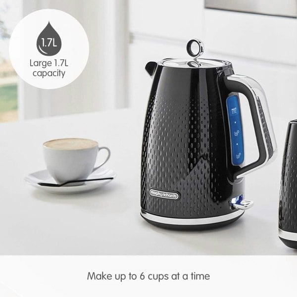 Morphy Richards Verve Jug Kettle In Black, 3000W 1.7L 7 Cup Capacity