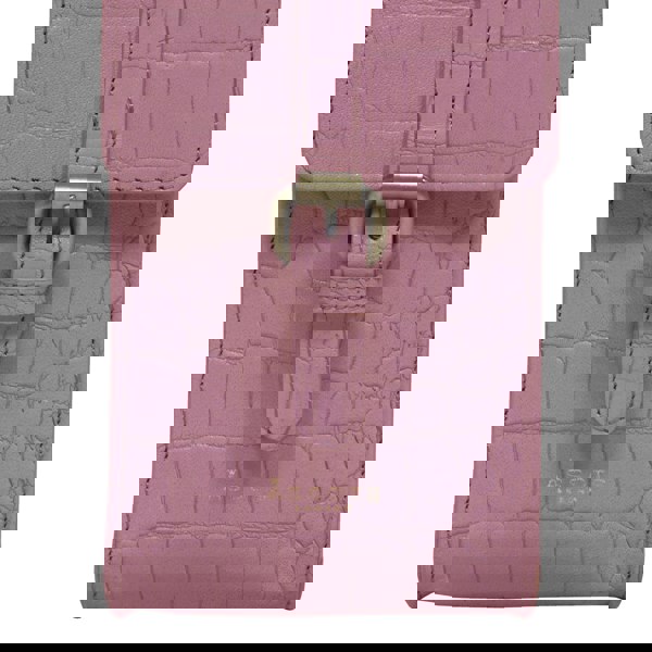 Assots London 'PETRA' Pink Croc Real Leather Mobile Phone Crossbody Bag