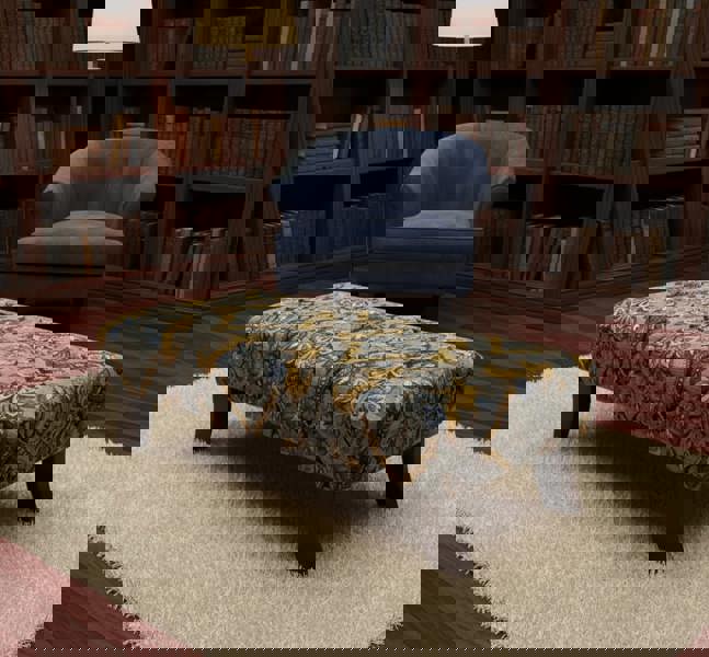 Mustard floral footstool ottoman bench in UK living room - ISTOOLS