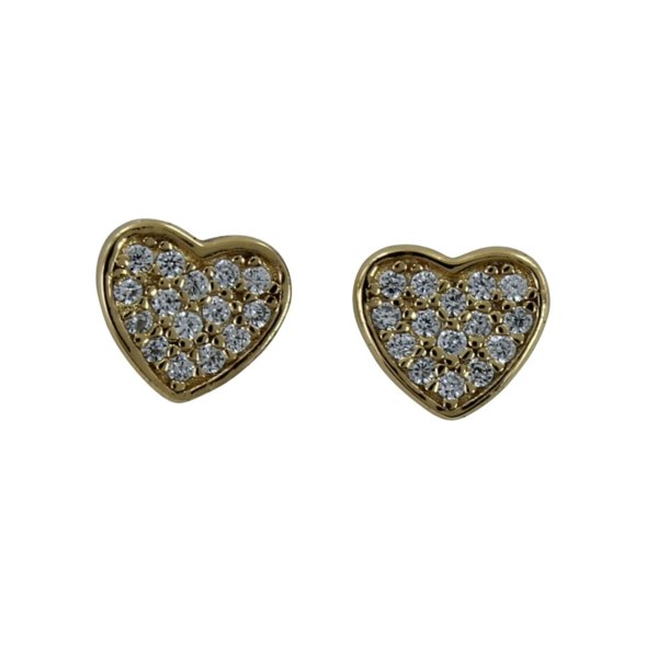 Sparkling Sterling Silver Heart Studs - Reeves & Reeves