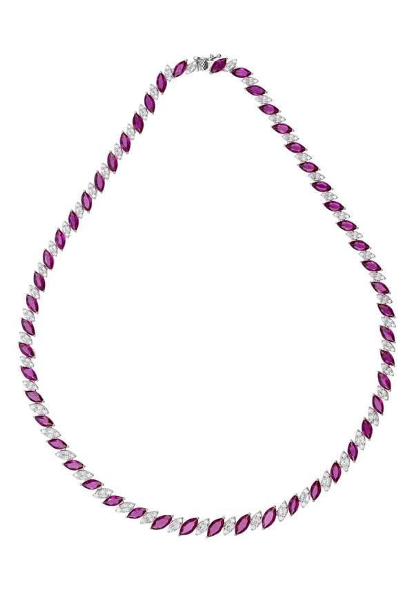 Ruby and diamond necklace.