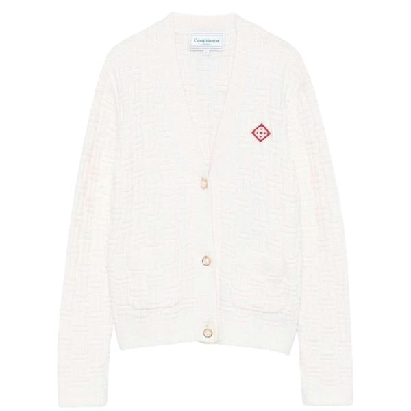 Casablanca Column Stitch Cardigan White Knitwear