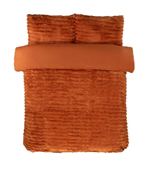 Rabbit Fur Burnt Orange Duvet Cover Set