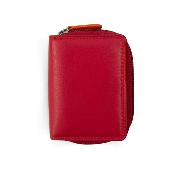 front view of red small soft leather purse katie london