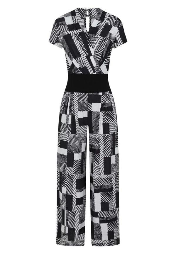 HotSquash V Neck Wide Leg Jumpsuit with Cap Sleeves