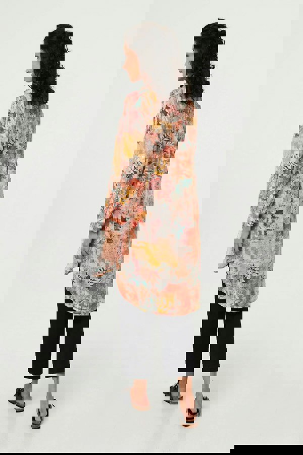 Orange | Abstract Long Sleeve Short Shirt Dress
