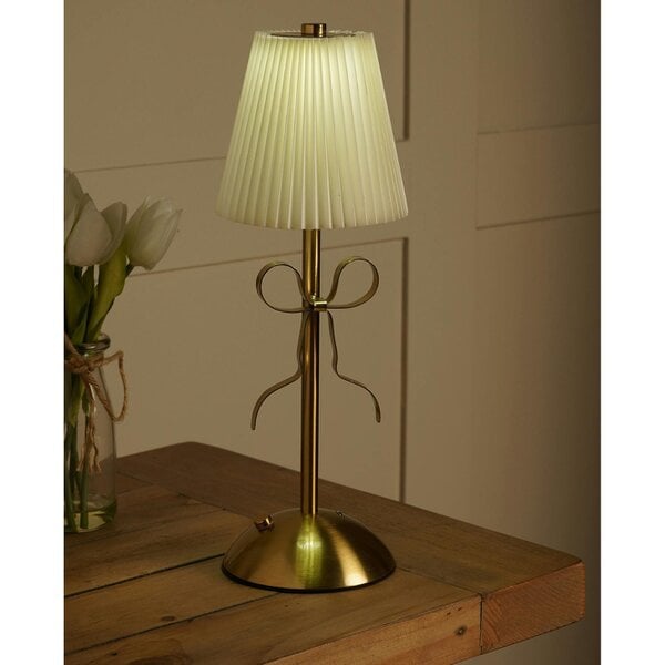 Hestia Brass Bow LED Rechargeable Touch Lamp