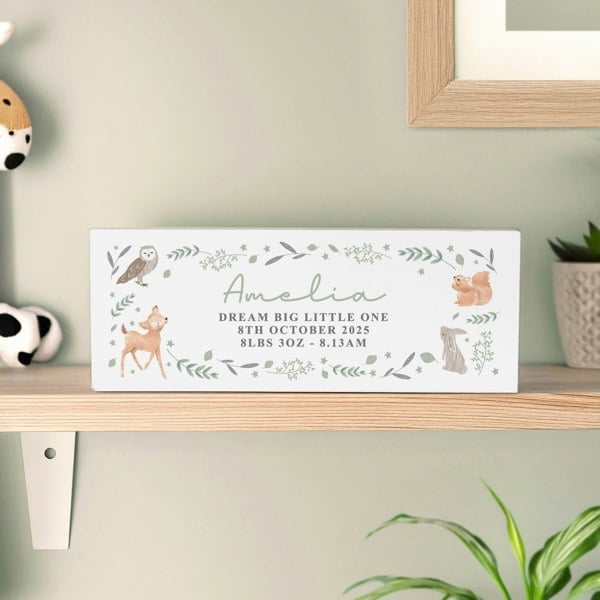 Personalised Memento Company Personalised Woodland Animals Wooden Shelf Ornament
