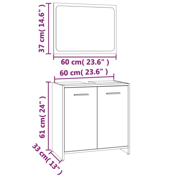 Berkfield Bathroom Furniture Set Grey Sonoma Engineered Wood