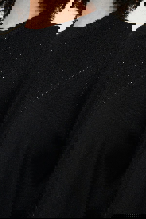 Black | Textured Knit Slim Fit Jumper
