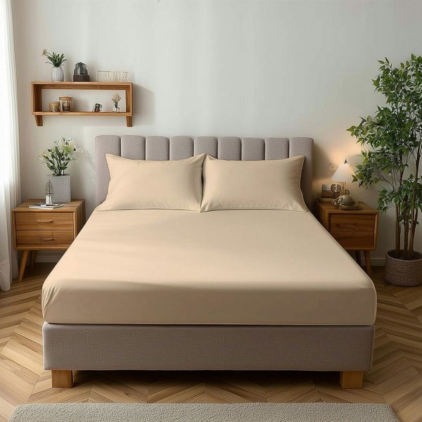 Snug City Microfibre Soft Touch Fitted Sheet 25cm Skirt Plain Dyed Bed Linen