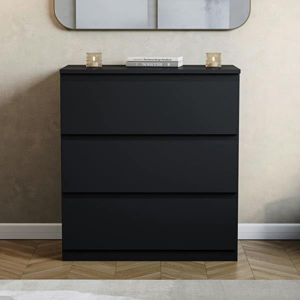 Vida Designs Denver 3 Drawer Chest, Black