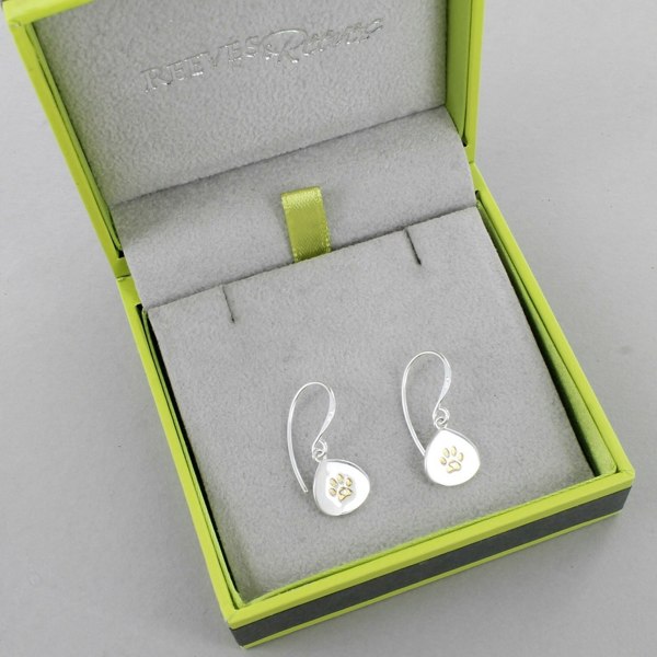 Silver Pawprint Earrings - Reeves & Reeves