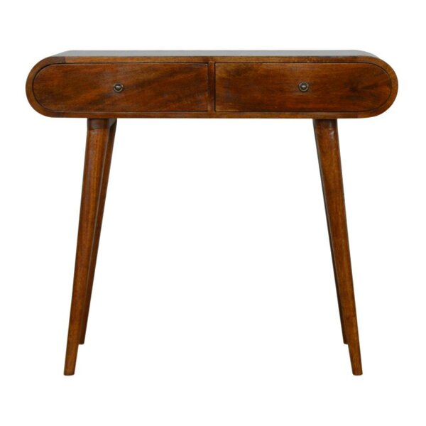Wyld Haus Como Chestnut Mango Wood OvalcConsole Table 2 Drawers