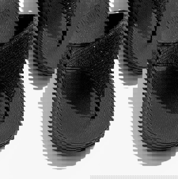 FitFlop LULU CRINKLED-SHIMMER Ladies Toe Post Sandals Metallic Black