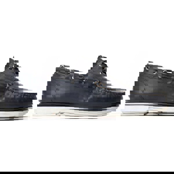 Base London Stern Leather Men's Navy Boat Shoes