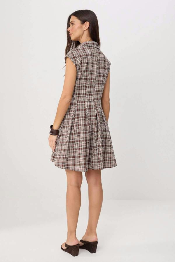 WOVCOR Short Sleeve Shirt Neck Skater Mini Dress
