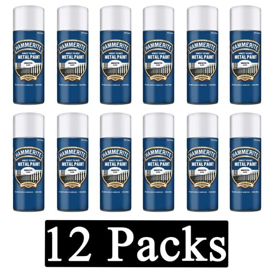 Hammerite 12X Hammerite Smooth Silver Spray Paint 400ml