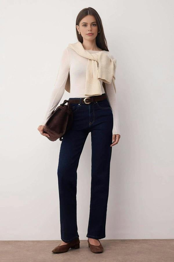 WOVCOR Normal Waist Straight Leg Comfort Jeans