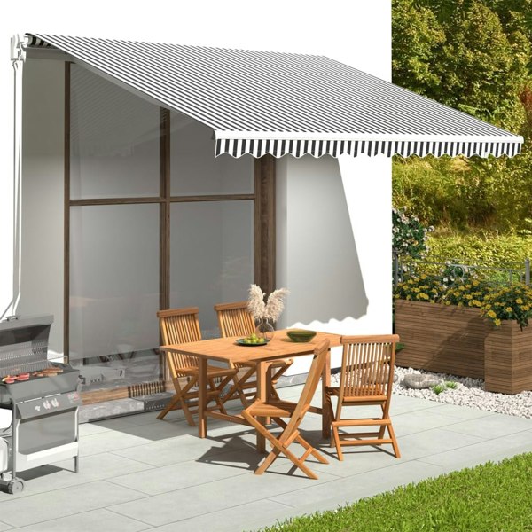 Berkfield Replacement Fabric for Awning Anthracite and White 4x3.5 m