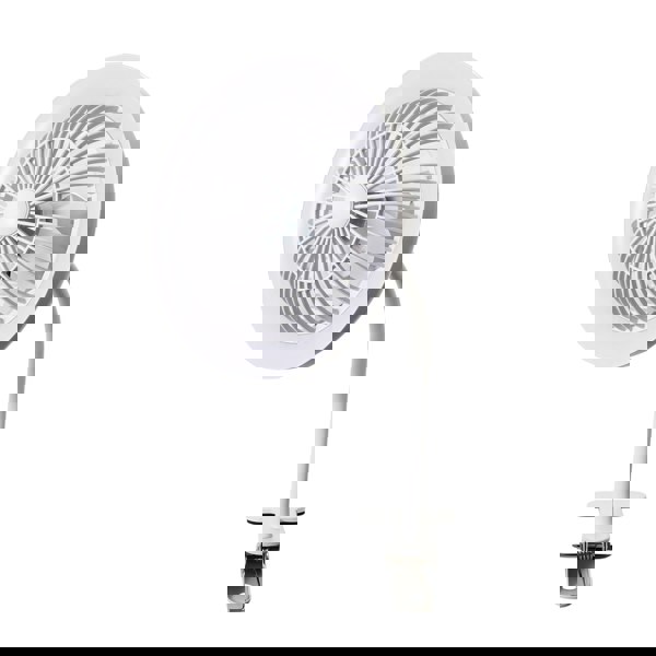 White Rechargeable 3 Speed Clip-On Fan with LED Dimmable Ring Light Image 8