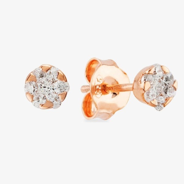 Starbright Rose Small Cubic Zirconia Floral Stud Earrings E4103(3A) RGP