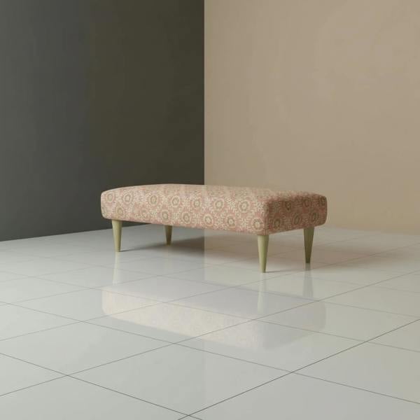 Vibrant rectangular ottoman with durable wooden legs and high-density foam for comfortable seating