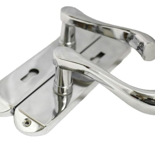 EDH Door Hardware Polished Chrome Cadenza Victorian Scroll Door Handles Lever Lock 178mm x 38mm