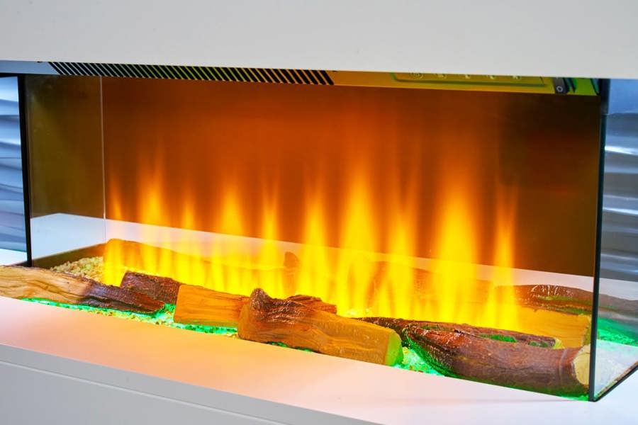 Sureflame WM-9332 Electric Wall Fireplace Suite with Downlights & Remote in Pure White