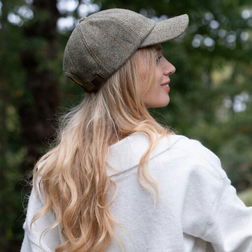 Heather Hats & Accessories Derby Tweed Baseball Cap, Cotton Lining, Outdoor Wear, Sage