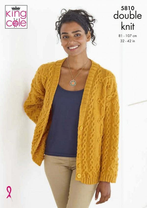 King Cole Merino Blend DK Knitting Pattern 5810, Cardigans, Sweaters for Women, 32 - 42 Inches