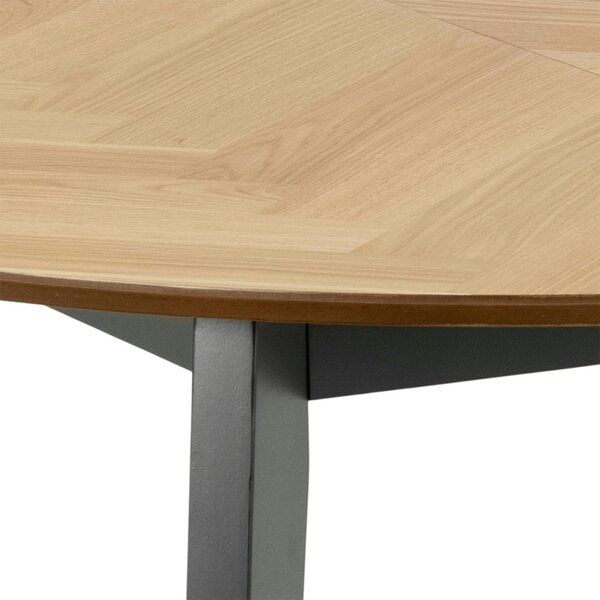Wyld Haus Hedehusene Natural Oak Wood Round Dining Table Black Legs