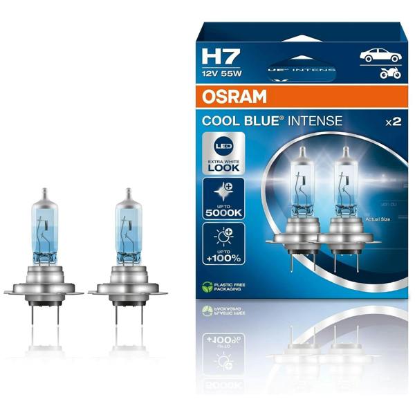 OSRAM COOL BLUE INTENSE H7, Headlight Bulbs Uprated Performance Pair 5000k WHITE