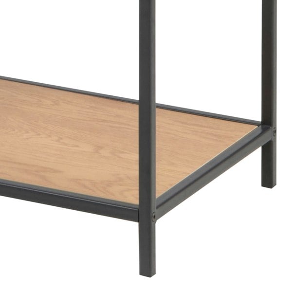 Furniture To Go Seaford Black Metal Asymmetrical Bookcase with 3 Oak Shelves