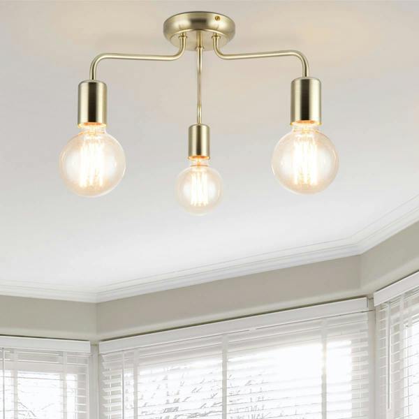 COSYLYTE Fraser 3 Light Metal Ceiling Flush Light - Brushed Brass